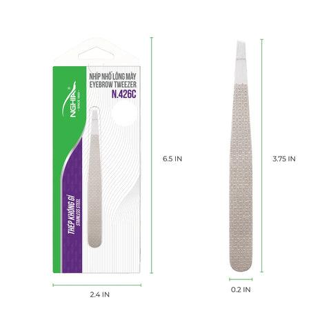 N426C - NGHIA Professional Beauty Tweezer Slanted Tip Stainless Steel