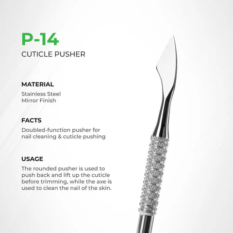 P-14 – NGHIA Professional Double-Function Cuticle Pusher (Oval & Axe)