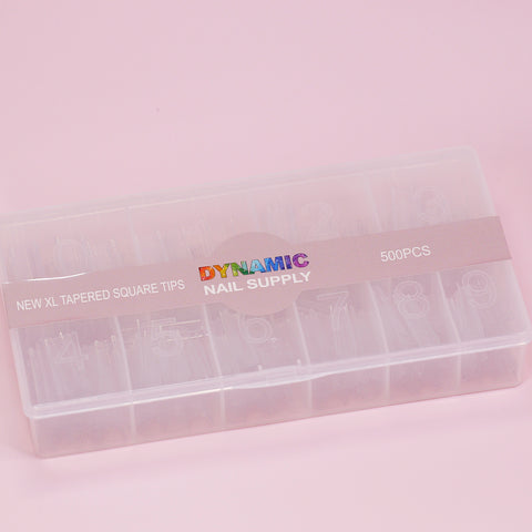 New XL Tapered Square Tips (Updated) - XL - 10 sizes - 500 tips - Clear