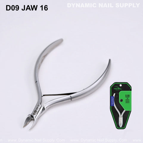 D09 Jaw 16 heavy-duty nail trimmer: surgical steel, curved handle, for men & women. Includes green/black packaging.