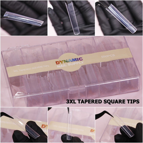 3XL Tapered Square Tips (New 2024) - XXXL - 12 sizes - 550 tips - Clear