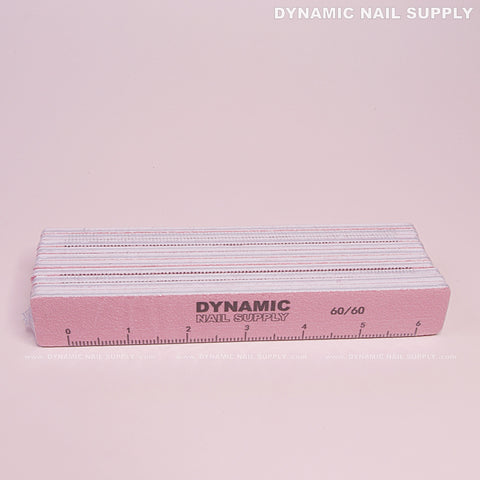 Square Nail files Grit 60/60 Extreme Coarse - Pack 10 - Pink - Double-side with Emery board