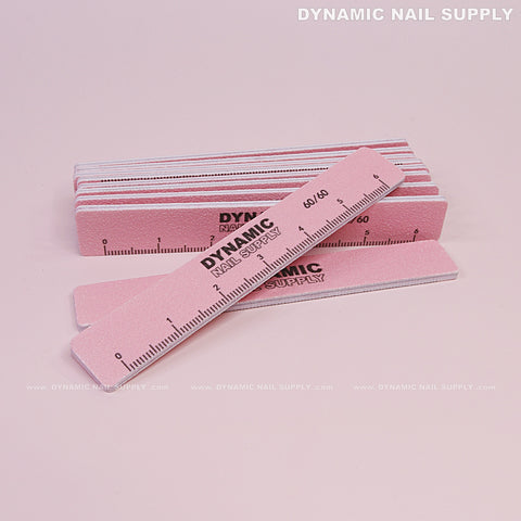 Square Nail files Grit 60/60 Extreme Coarse - Pack 10 - Pink - Double-side with Emery board
