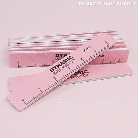 Square Nail files Grit 60/60 Extreme Coarse - Pack 10 - Pink - Double-side with Emery board