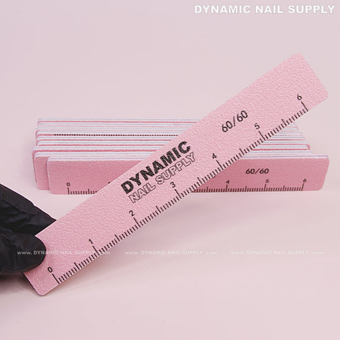 Square Nail files Grit 60/60 Extreme Coarse - Pack 10 - Pink - Double-side with Emery board