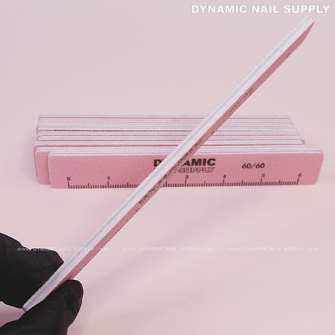 Square Nail files Grit 60/60 Extreme Coarse - Pack 10 - Pink - Double-side with Emery board