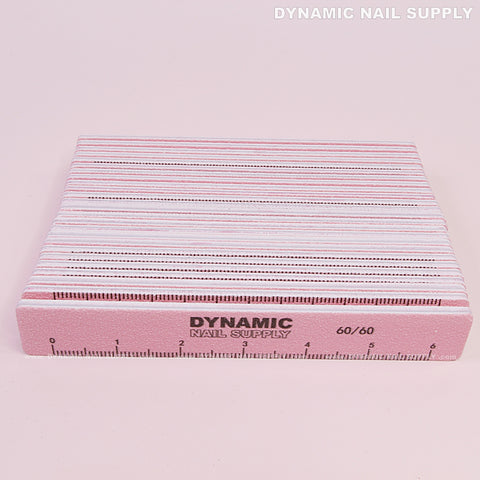 Square Nail files Grit 60/60 Extreme Coarse - Pack 25 - Pink - Double-side with Emery board