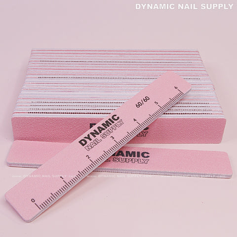 Square Nail files Grit 60/60 Extreme Coarse - Pack 25 - Pink - Double-side with Emery board