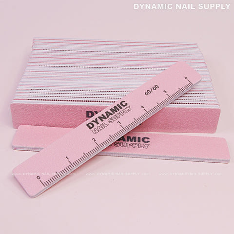 Square Nail files Grit 60/60 Extreme Coarse - Pack 25 - Pink - Double-side with Emery board