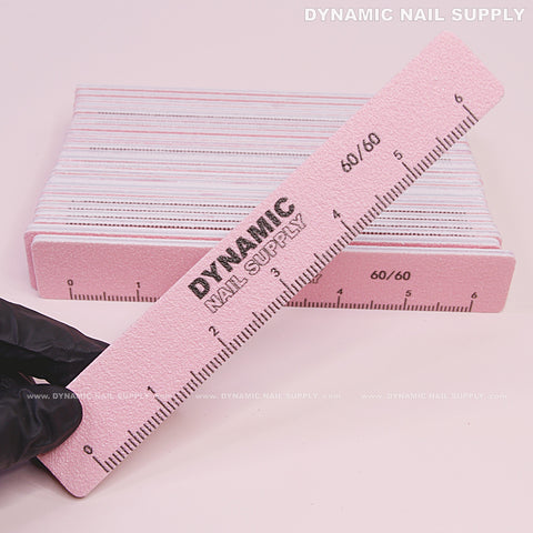 Square Nail files Grit 60/60 Extreme Coarse - Pack 25 - Pink - Double-side with Emery board