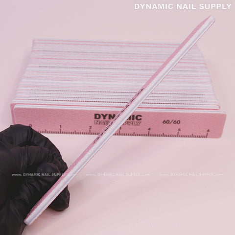 Square Nail files Grit 60/60 Extreme Coarse - Pack 25 - Pink - Double-side with Emery board
