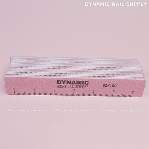 Square Nail files Grit 80/100 - Pack 10 - Pink hand file with Double-side and Hard board