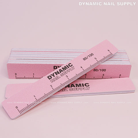 Square Nail files Grit 80/100 - Pack 10 - Pink hand file with Double-side and Hard board