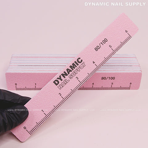 Square Nail files Grit 80/100 - Pack 10 - Pink hand file with Double-side and Hard board