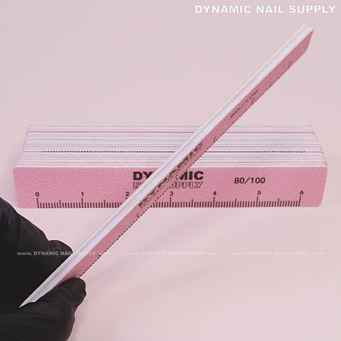 Square Nail files Grit 80/100 - Pack 10 - Pink hand file with Double-side and Hard board