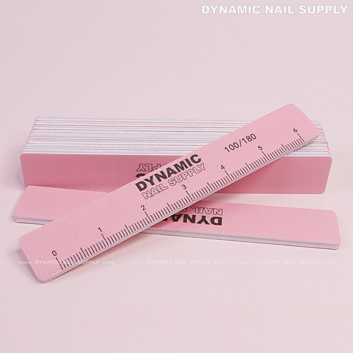 Square Acrylic Nail files Grit 100/180 - Pack 10 - Pink Double-side wi ...