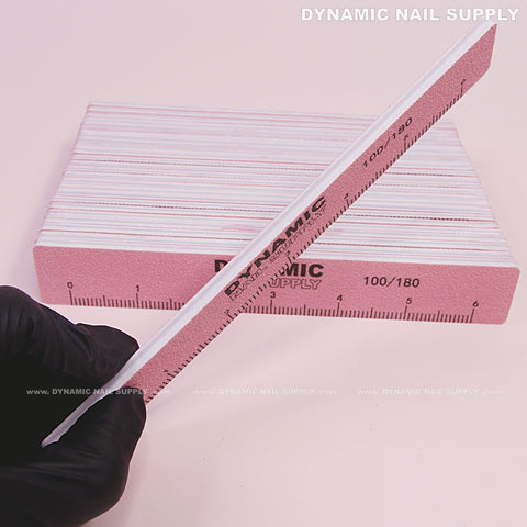 Square Acrylic-Nail files Grit 100/180 - Pack 25 - Pink Double-side with Hard board - Medium and Fine