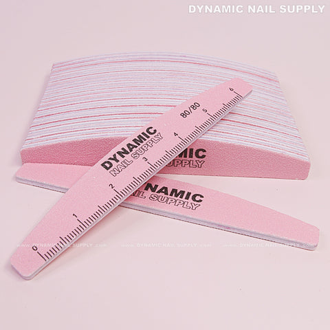 Half-moon Nail files Grit 80/80 Coarse - Pack 25 (Pink) - Double-side with Emery board
