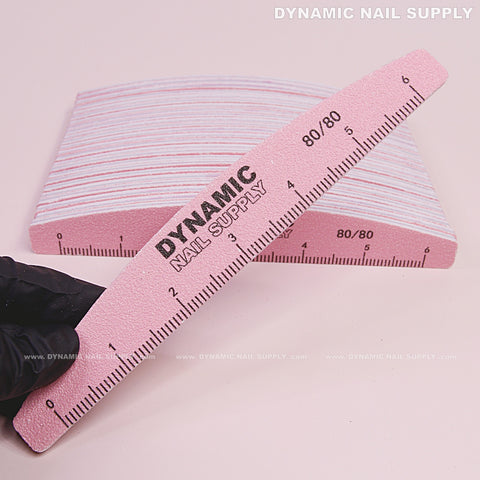 Half-moon Nail files Grit 80/80 Coarse - Pack 25 (Pink) - Double-side with Emery board