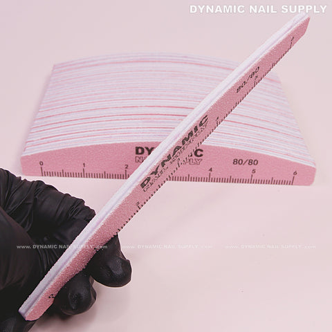 Half-moon Nail files Grit 80/80 Coarse - Pack 25 (Pink) - Double-side with Emery board