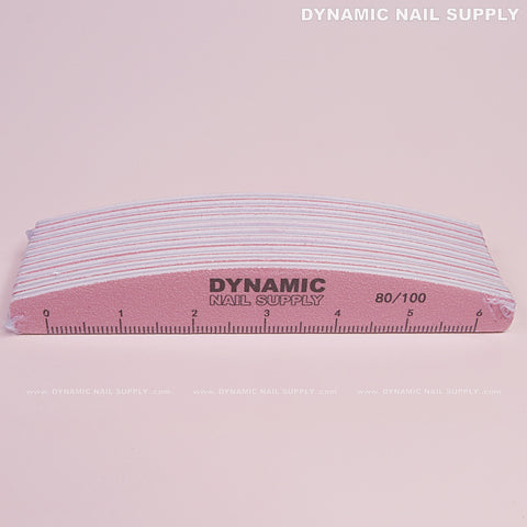 Half-moon Nail files Grit 80/80 Coarse - Pack 10 - Pink - Double-side with Hard board
