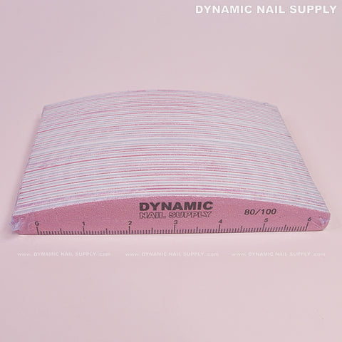 Half-moon Acrylic-Nail files Grit 80/100 - Pack 25 - Pink Double-side with Hard board