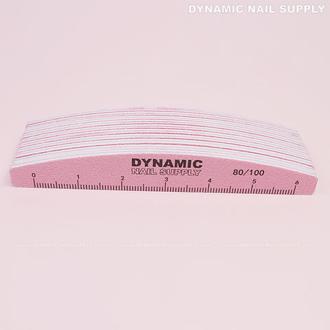 Half-moon Nail files Grit 80/100 - Pack 10 - Pink hand file with Double-side and Hard board