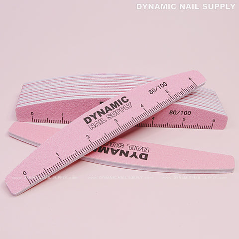 Half-moon Nail files Grit 80/100 - Pack 10 - Pink hand file with Double-side and Hard board
