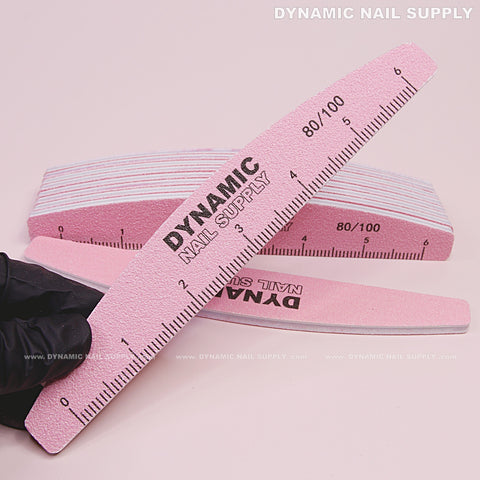 Half-moon Nail files Grit 80/80 Coarse - Pack 10 - Pink - Double-side with Hard board