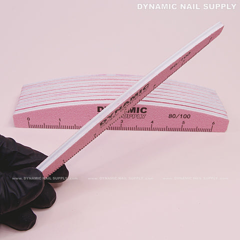 Half-moon Nail files Grit 80/80 Coarse - Pack 10 - Pink - Double-side with Hard board