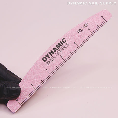 Half-moon Acrylic-Nail files Grit 80/100 - Pack 25 - Pink Double-side with Hard board
