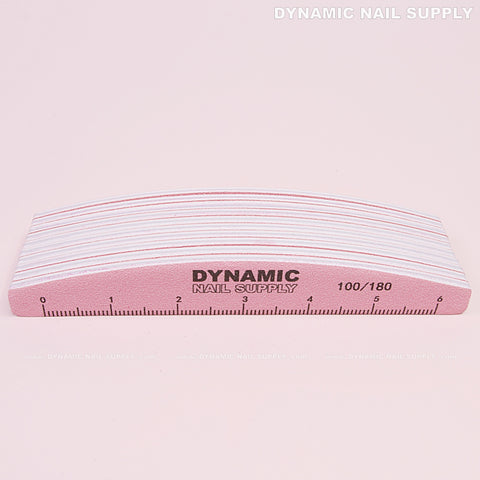 Half-moon Acrylic Nail files Grit 100/180 - Pack 10 - Pink Double-side with Hard board - Medium and Fine