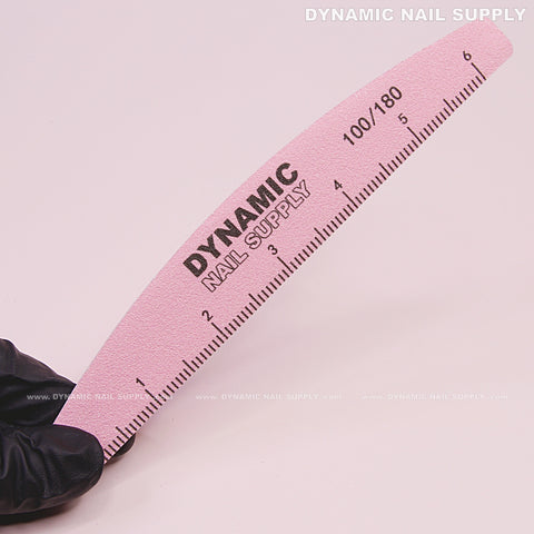 Half-moon Acrylic-Nail files Grit 100/180 - Pack 25 - Pink Double-side with Hard board - Medium and Fine
