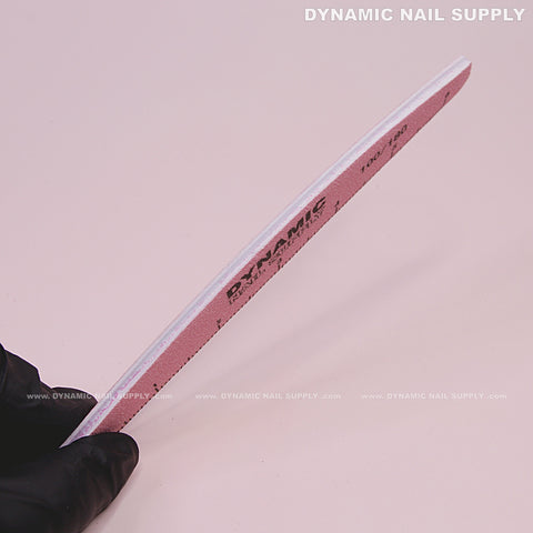 Half-moon Acrylic-Nail files Grit 100/180 - Pack 25 - Pink Double-side with Hard board - Medium and Fine