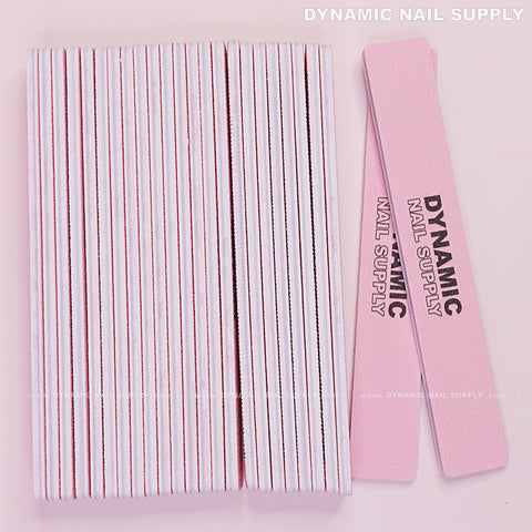 Square Nail files Grit 60/60 Extreme Coarse - Pack 25 - Pink - Double-side with Emery board