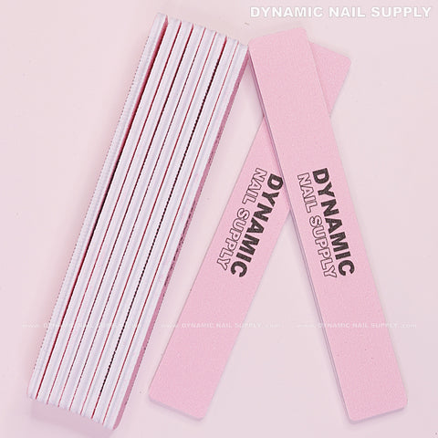 Square Nail files Grit 80/100 - Pack 10 - Pink hand file with Double-side and Hard board