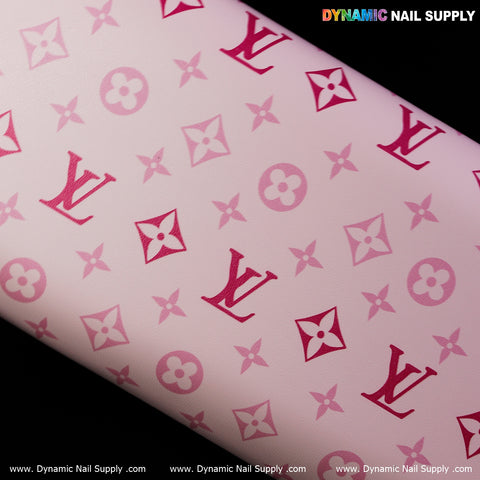 Pink surface with Louis Vuitton logos; (R-016) Armrest for Nail Table Pedicure Services by Dynamic Nail Supply.