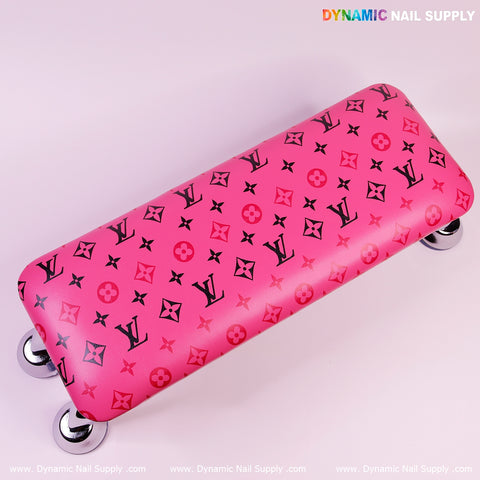 (R017 hotpink LV) Leather Armrest with Cushion Pillow for Pedicure Manicure (Reposabrazos Para Manicura)