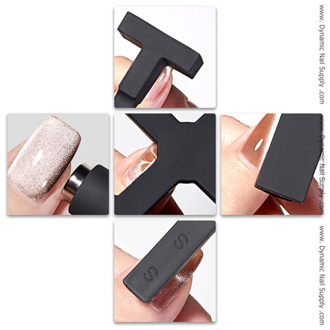 Upgraded 5-in-1 Magnet Tool Bar for Cat eye gel polish (Black Silicone handle)