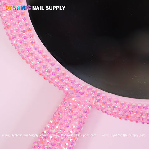 Sparkling Hell0 Kitty Mirror (Pink Rhinestones Engraved) Cute Cat Face Cosmetic Vanity Makeup Mirror