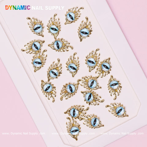 The Light Blue GreaT EyEs (Eye of SauR0n) charms for nails art design with Gold Frames
