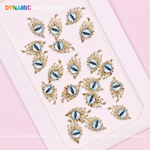 The Light Blue GreaT EyEs (Eye of SauR0n) charms for nails art design with Gold Frames