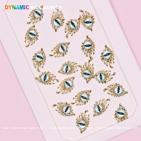 The Light Blue GreaT EyEs (Eye of SauR0n) charms for nails art design with Gold Frames
