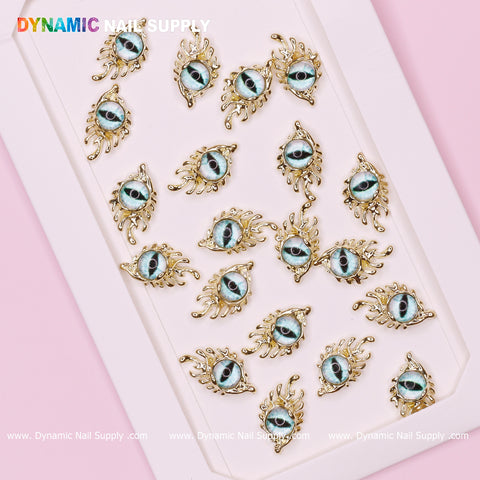 The Light Blue GreaT EyEs (Eye of SauR0n) charms for nails art design with Gold Frames