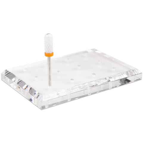(Clear) Rectangle 12-Hole Acrylic Nail Drill Bit Stand (Holder)