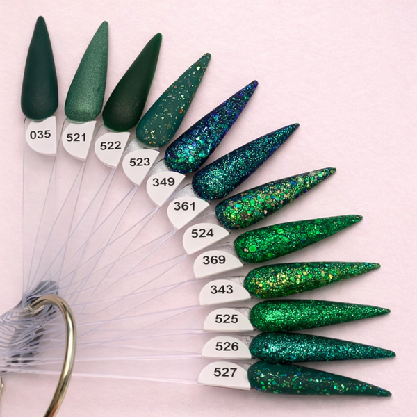 Enchanted Emerald Green Acrylic Collection from Dynamic Nail Supply