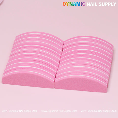 Pink Buffer Pack (20 pcs) grit 100/180 Half-moon Hard-board fine and coarse surface
