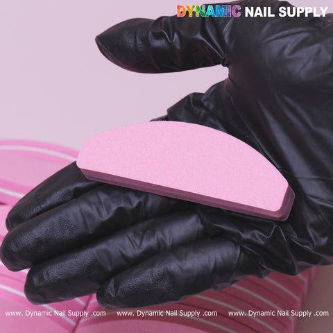 Pink Buffer Pack (20 pcs) grit 100/180 Half-moon Hard-board fine and coarse surface