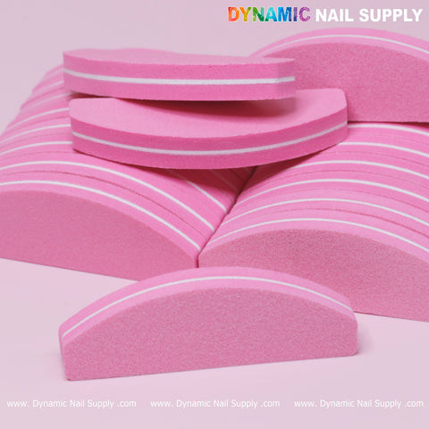 Pink Buffer Pack (20 pcs) grit 100/180 Half-moon Hard-board fine and coarse surface