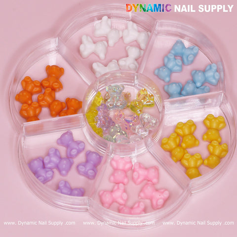 Colorful 3D Resin Teddy Bear Charms for Spring Nails Art design